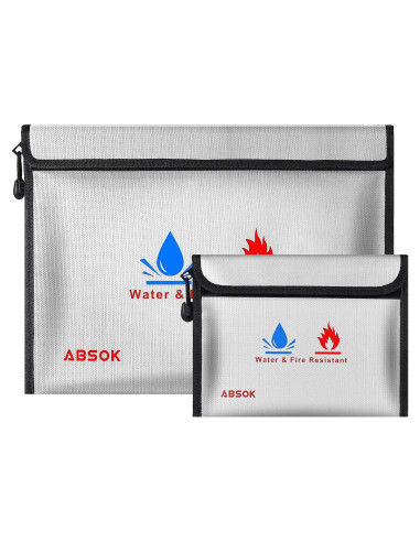 Bolsa a Prueba de Fuego ABSOK 15x11 cm y 9x7 cm Resistente