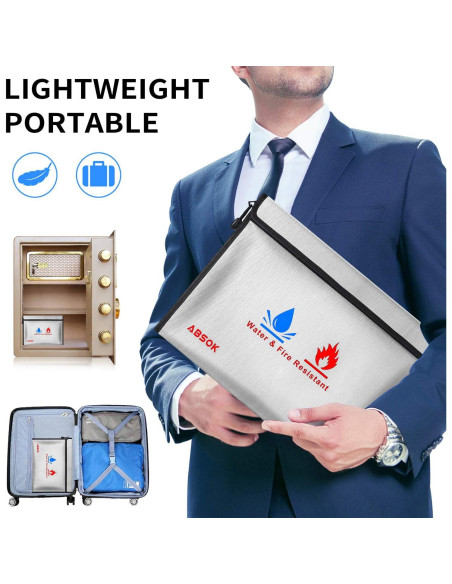 Bolsa a Prueba de Fuego ABSOK 15x11 cm y 9x7 cm Resistente