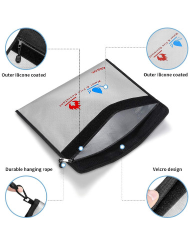 Bolsa a Prueba de Fuego ABSOK 15x11 cm y 9x7 cm Resistente