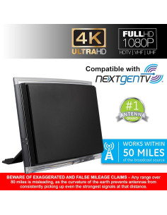 Antena Amplificada GE 48732, TV HD 4K, Largo Alcance 80 km 2