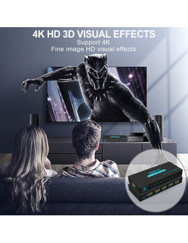 Conmutador HDMI SGEYR 5x1 4K 30Hz Control Remoto IR