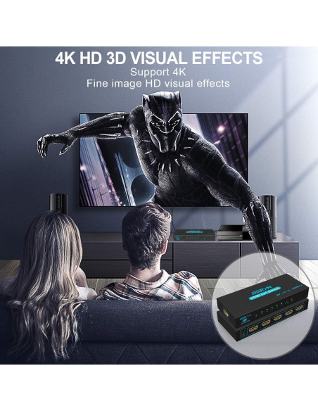 Conmutador HDMI SGEYR 5x1 4K 30Hz Control Remoto IR