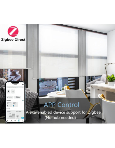 Motor de Cortina Inteligente HUIYEETEX Zigbee 1.5" Recargable