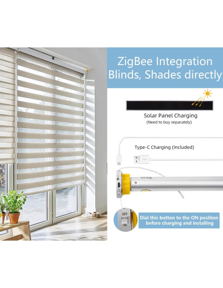 Motor de Cortina Inteligente HUIYEETEX Zigbee 1.5" Recargable