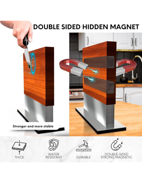 Bloque Magnético para Cuchillos FOSSTA - Madera Acacia y Acero