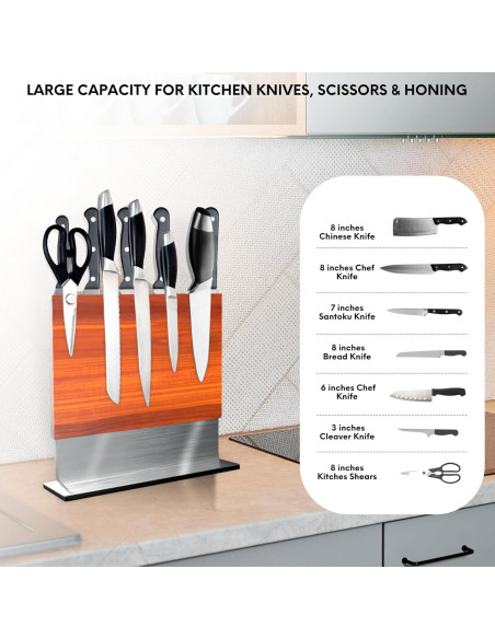 Bloque Magnético para Cuchillos FOSSTA - Madera Acacia y Acero