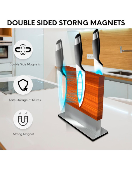 Bloque Magnético para Cuchillos FOSSTA - Madera Acacia y Acero