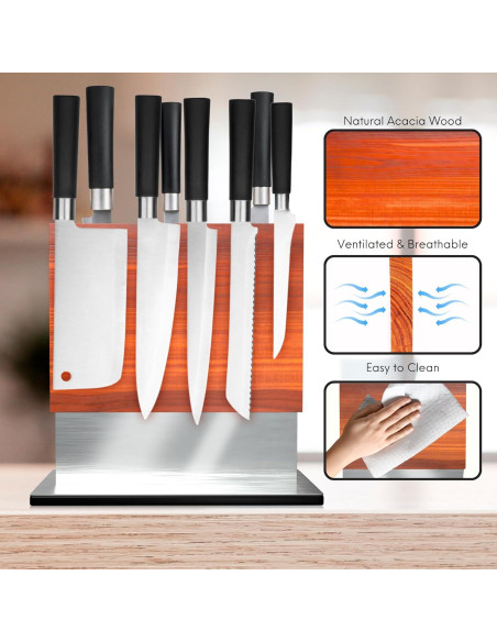 Bloque Magnético para Cuchillos FOSSTA - Madera Acacia y Acero
