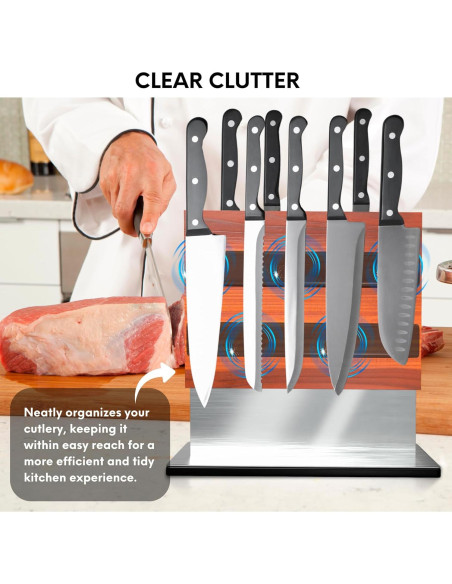 Bloque Magnético para Cuchillos FOSSTA - Madera Acacia y Acero