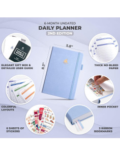 Planificador Diario Clever Fox A5 2da Edición - Sin Fecha, 6 Meses 2