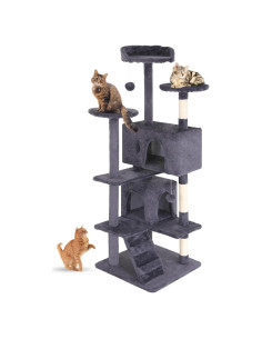 Árbol para Gatos FDW 137cm Gris Torre Multi-Nivel Rascador