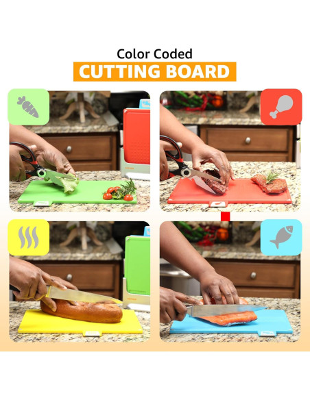 Juego de Tablas de Cortar EZTICO 4 Piezas Antideslizantes BPA Free
