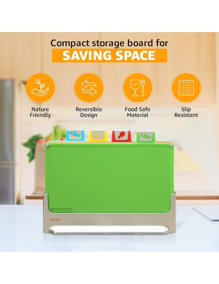 Juego de Tablas de Cortar EZTICO 4 Piezas Antideslizantes BPA Free