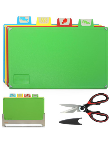 Juego de Tablas de Cortar EZTICO 4 Piezas Antideslizantes BPA Free