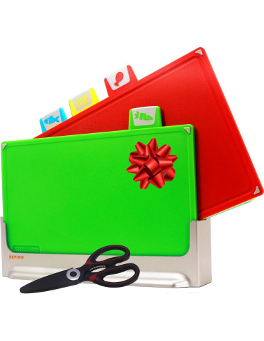 Juego de Tablas de Cortar EZTICO 4 Piezas Antideslizantes BPA Free