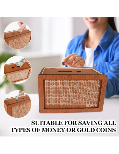 Caja de Ahorro de Madera Harewu 19.9x14.5x7.6cm $10000