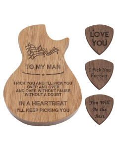 Caja de Pua de Guitarra de Madera Personalizada - Regalo para Esposo
