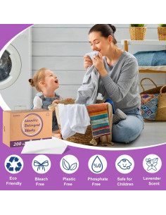 Hojas de detergente para lavandería Zimwin - 200 cargas lavanda 2