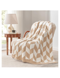 Manta Snuggle Sac Beige Chevron 127x152 cm Microfibra Suave