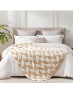 Manta Snuggle Sac Beige Chevron 127x152 cm Microfibra Suave 2