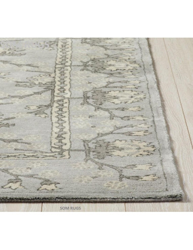 Alfombra de Área Hecha a Mano SOM RUGS 100% Lana Gris 1.83x2.74m