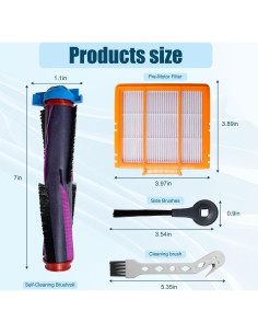 Repuestos para Aspiradora Shark FyndAna RV2820AE - 1 Cepillo, 6 Laterales, 3 Filtros HEPA 2