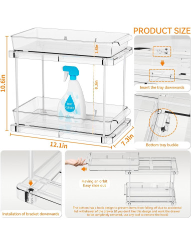 Organizador de Gabinete Yieach 4 Paquetes Acrílico Transparente