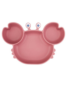 Plato de Succión de Silicona Linowos Rosa 23x15cm Antideslizante