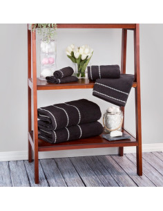 Juego de Toallas de Baño 6 Piezas Lavish Home 100% Algodón Negro 2