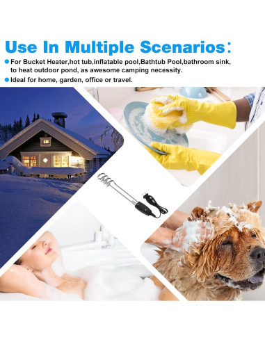 Calentador de Agua Inmerso JIOTAR 1000W 110V Portátil 10in