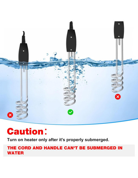 Calentador de Agua Inmerso JIOTAR 1000W 110V Portátil 10in