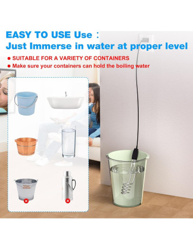 Calentador de Agua Inmerso JIOTAR 1000W 110V Portátil 10in