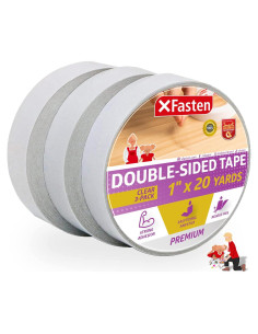 Cinta Doble Cara XFasten Transparente 2.54 cm x 18.29 m - 3 Piezas