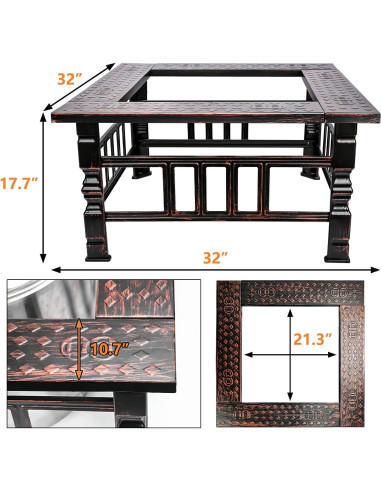 Mesa de Rodeo para Fogata Uniflasy 32" Acero Negro