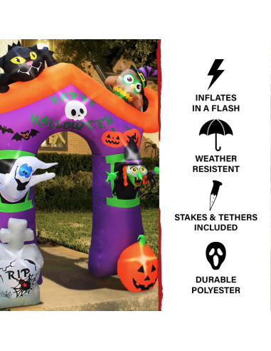 Arco Inflable de Halloween Haunted Hill Farm 3.05m con Luces