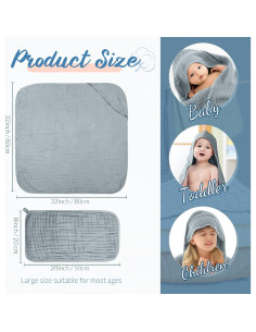 VitalCozy Juego de 8 Toallas de Baño con Capucha para Bebés 2