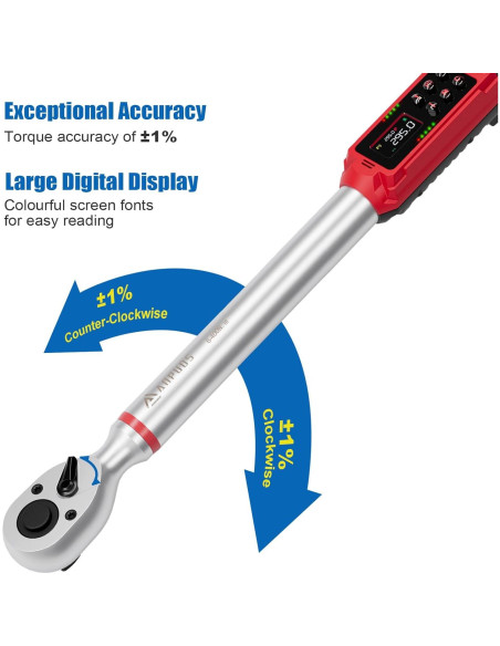 Llave de Torque Digital ANPUDS 1/2" 6-400Nm Precisión 1%