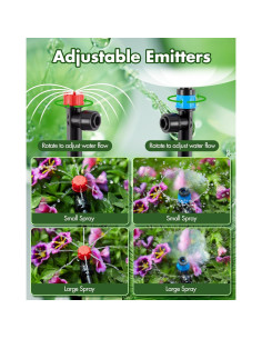 Sistema de Riego por Goteo 240FT Rafow con Mangueras 1/2 y 1/4 2
