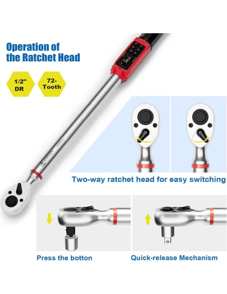 Llave de Torque Digital ANPUDS 1/2" 6-400Nm Precisión 1%