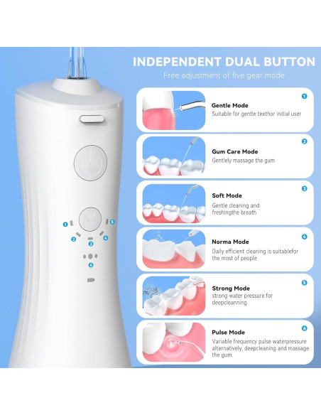 Irrigador Oral Inalámbrico VAPTEC PDF001 6 Modos 240ml Blanco Irrigador Oral Inalámbrico VAPTEC PDF001 6 Modos 240ml Blanco