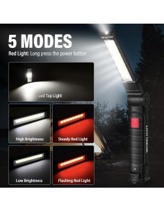 Linterna de Trabajo LED FIBRAVE GZD-001 Recargable 5 Modos 2