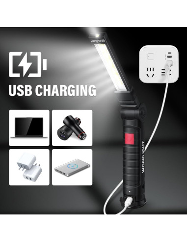 Linterna de Trabajo LED FIBRAVE GZD-001 Recargable 5 Modos