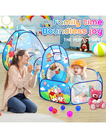 Carpa de Juego 3 Piezas para Niños con Túnel y Piscina