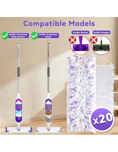 20 Almohadillas de Repuesto Swiffer Power Mop - Alta Absorción