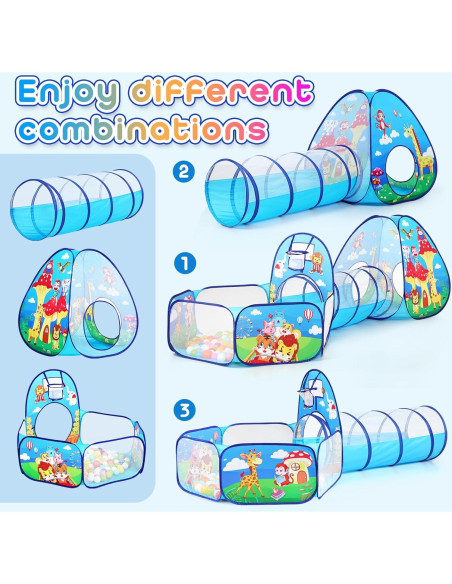 Carpa de Juego 3 Piezas para Niños con Túnel y Piscina