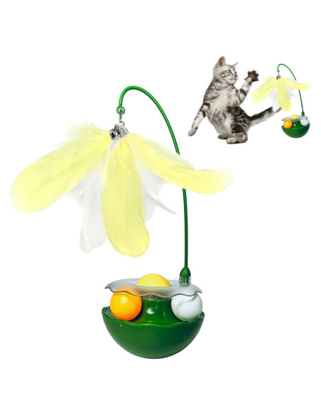 Juguete Interactivo para Gatos YallMiaul con Plumas y Hierba Gatera
