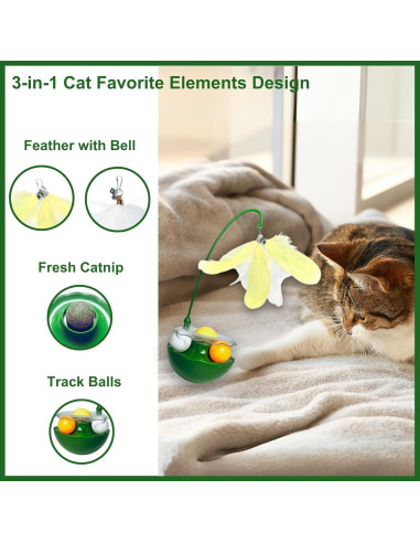 Juguete Interactivo para Gatos YallMiaul con Plumas y Hierba Gatera