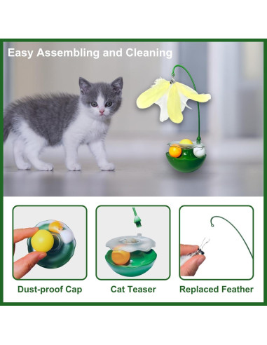 Juguete Interactivo para Gatos YallMiaul con Plumas y Hierba Gatera