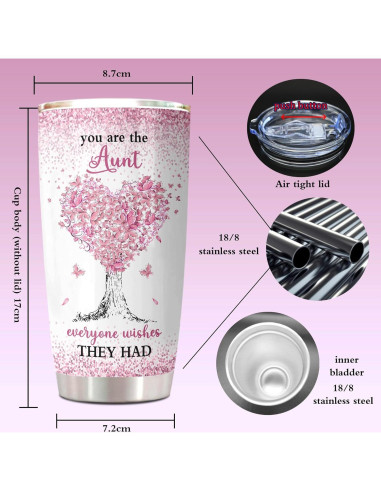 Vaso de Acero Inoxidable 20oz ZANIION para Tía - Regalo Ideal