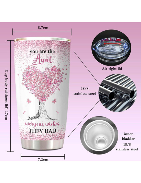 Vaso de Acero Inoxidable 20oz ZANIION para Tía - Regalo Ideal